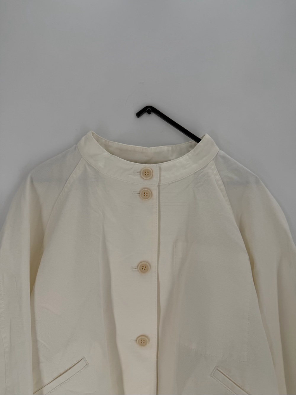 Cos Oversized Cotton Stand Collar Wide Sleeve Bomber Jacket In White